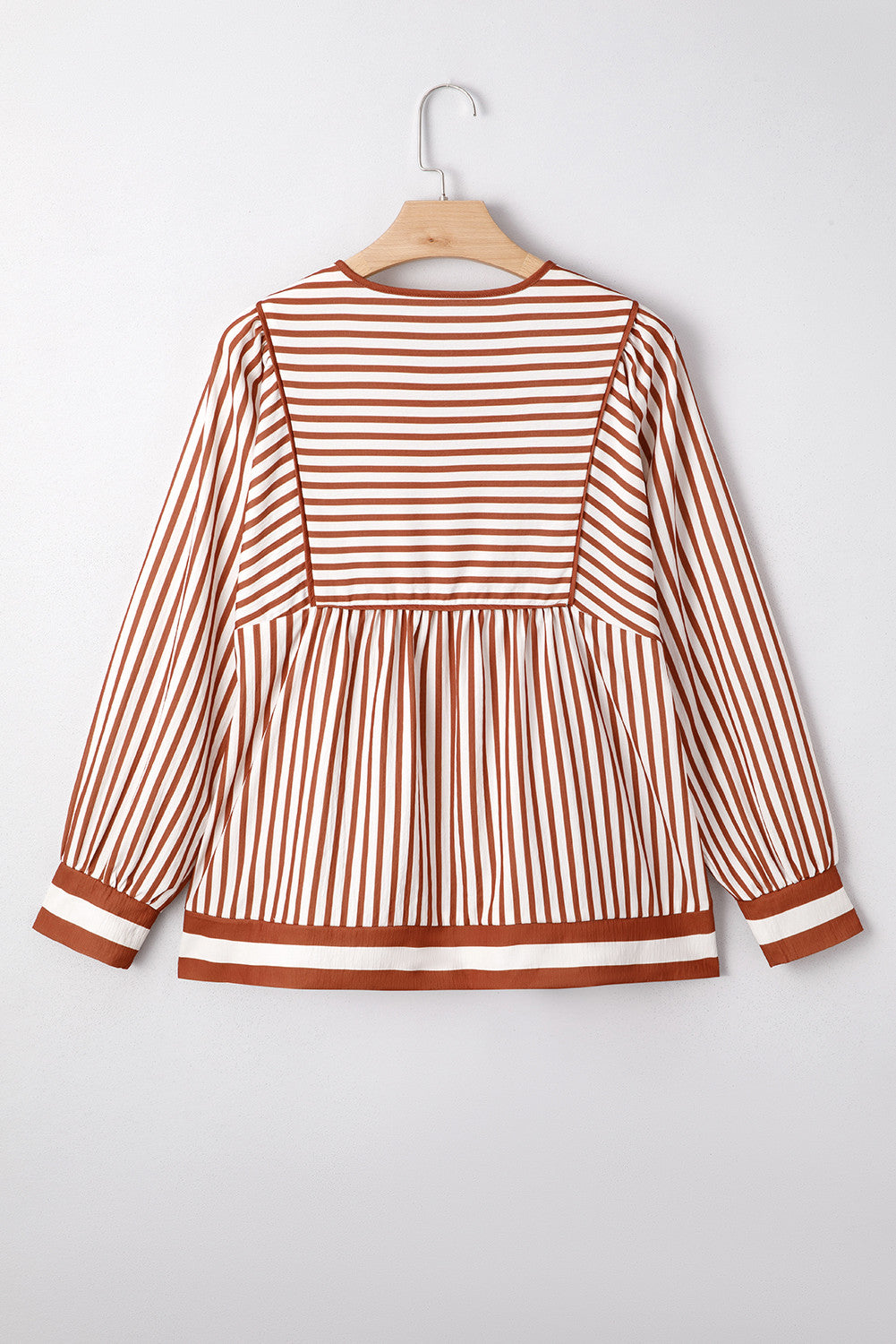 Brown Stripe Long Sleeve Blouse RTS