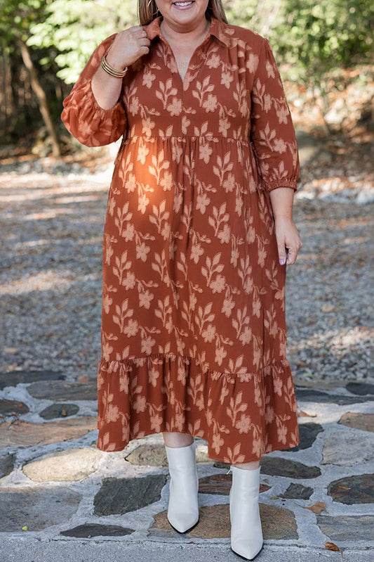 Cinnamon Plus Size Floral Dress RTS
