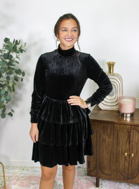 Black Velvet Cocktail Dress RTS