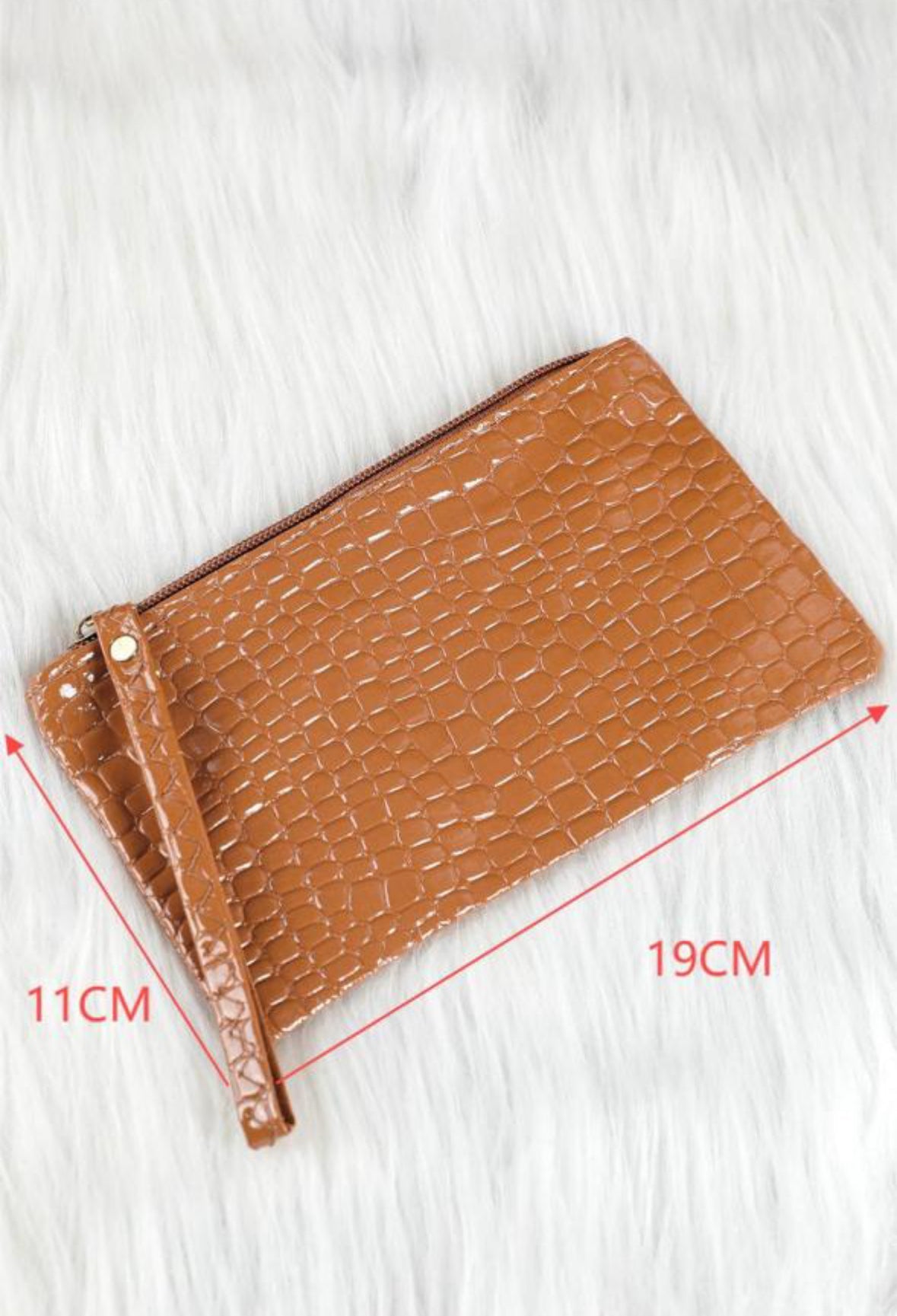 Brown Crocodile Wristlet RTS