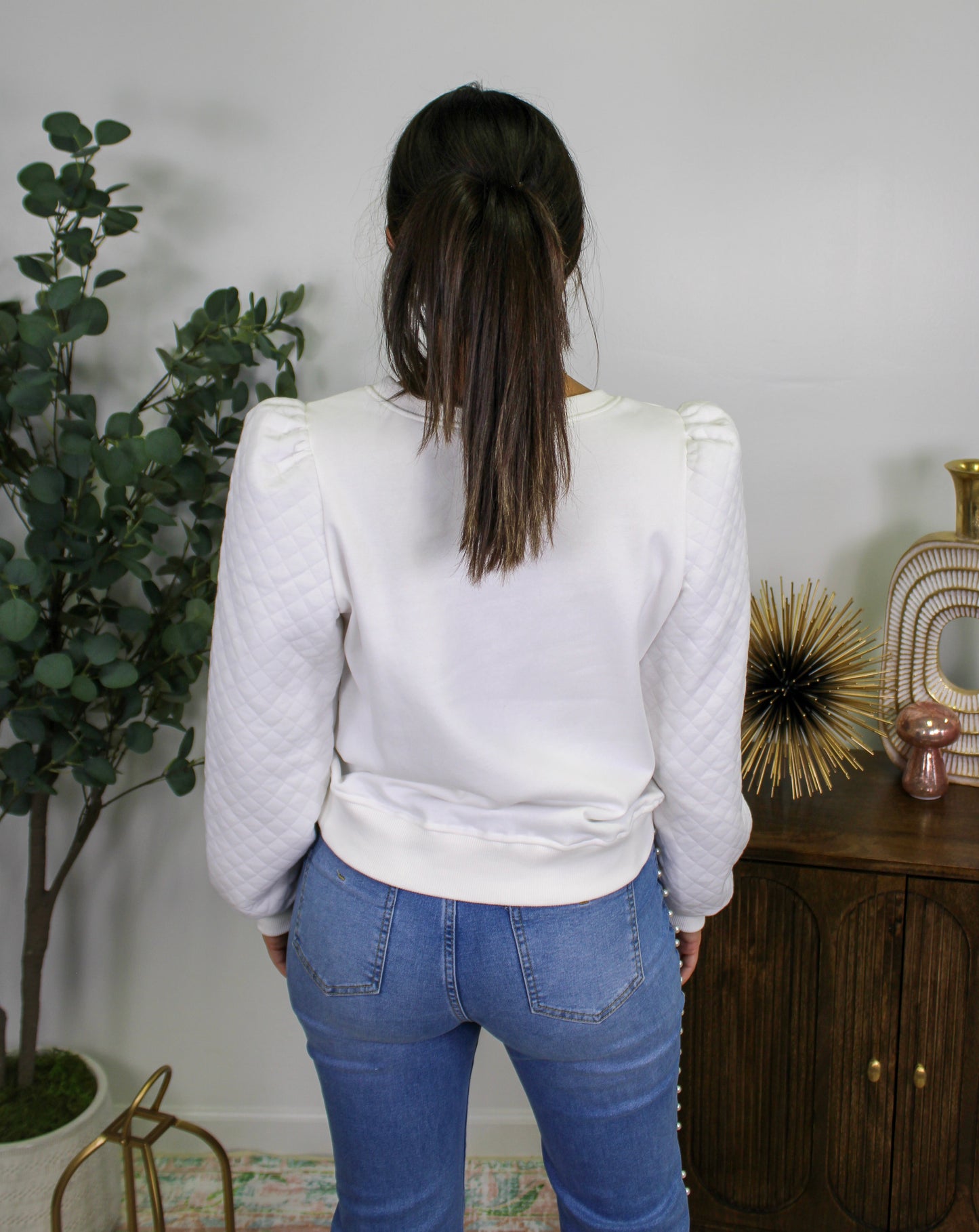 White Puff Sleeve Sweatshirt RTS