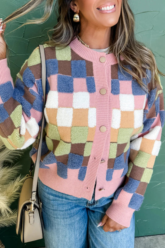 Plush Checkered Cardigan RTS
