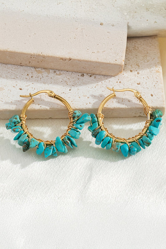 Turquoise Beaded Hoops RTS
